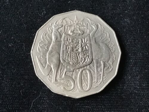 Rare 1976 Australian 50 Cent Pence Coin United Kingdom Commonwealth Kangaroo Emu