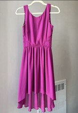 Guess Elegant Women Fuchsia Pink Lace Back Cut Out High Low Dress Size Small