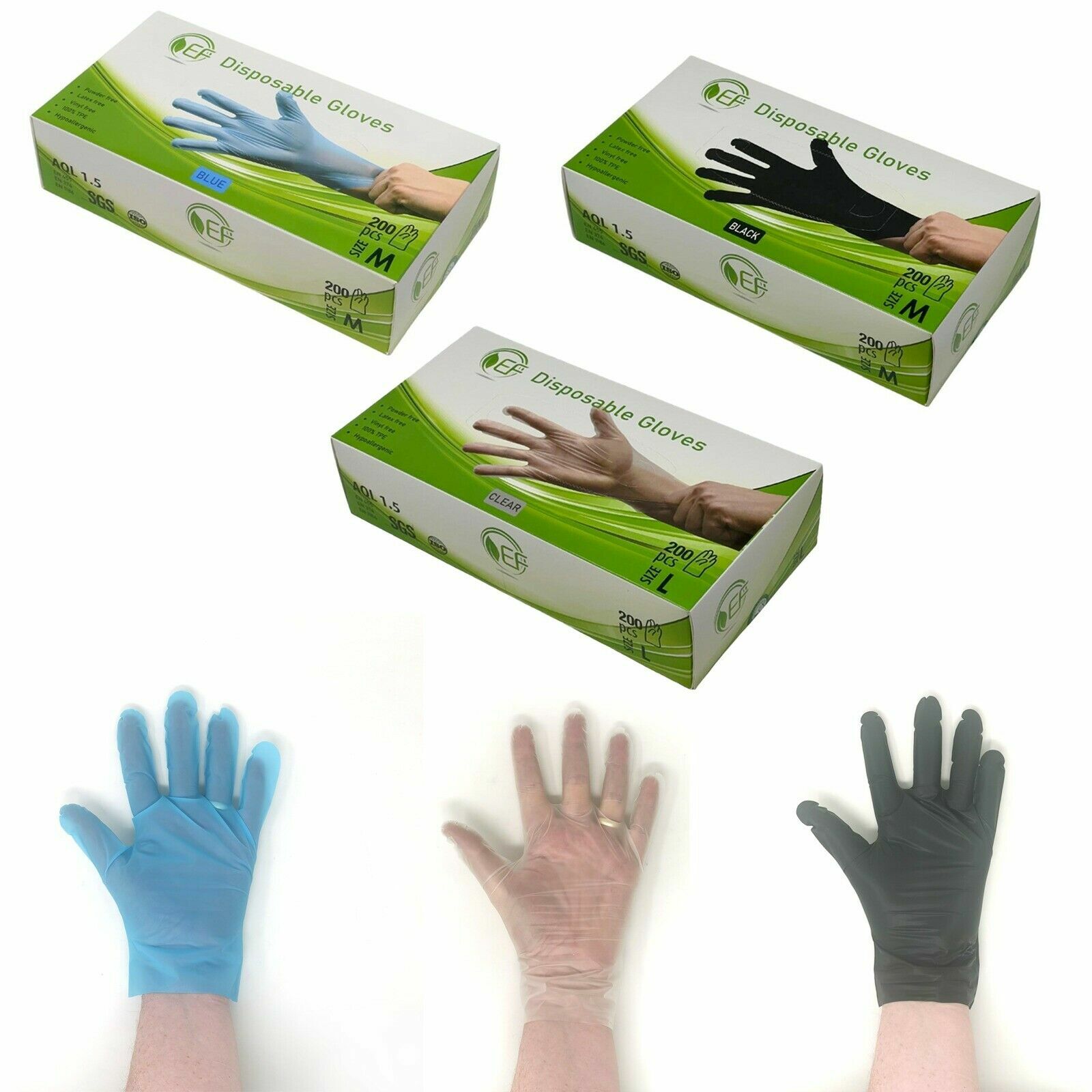 1000 x TPE Disposable Gloves 100 Recyclable / Thick / Latex Free