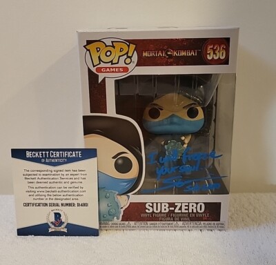 Funko MORTAL KOMBAT SUB-ZERO #536 Signed STEVE BLUM + Inscription BAS COA