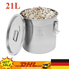 21L Küche Edelstahl Getreidebehälter Mehlbehälter Eimer mit Deckel und Griffen