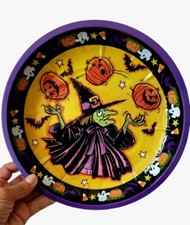 VINTAGE 10 HALLOWEEN TIN TRAY WITCH WITH PUMP...