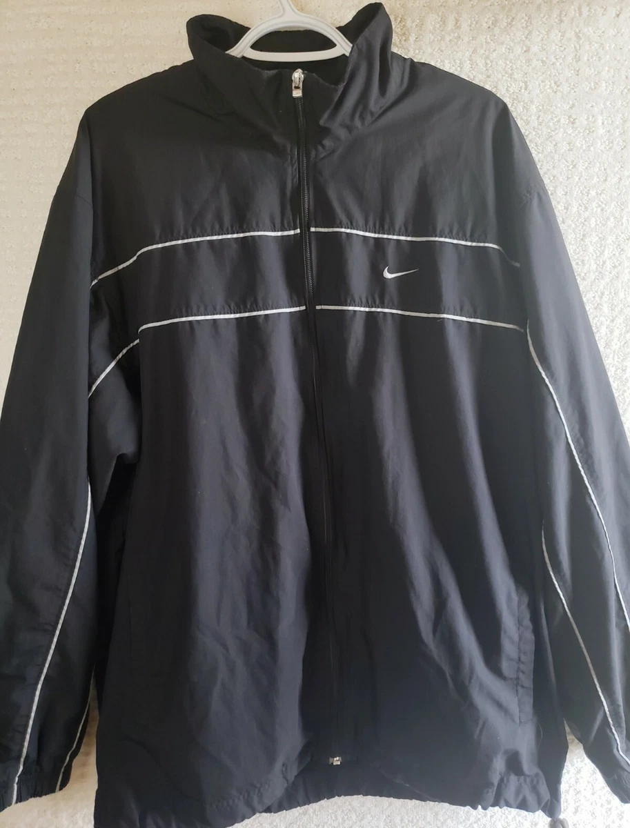 VTG Nike Windbreaker Men s XL Mesh Lined Jacket Black Reflective