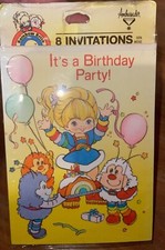 Vintage Rainbow Brite Birthday Invitations Card new 1983 Ambassador Hallmark
