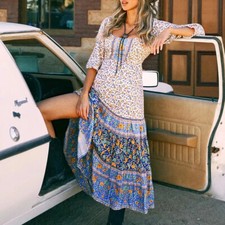 Floral Print Long Sleeve Maxi Dress