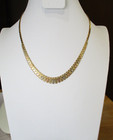 14K Tricolor Gold Textured Graduated Link Necklace Italy 16" [N94] — photo 2
