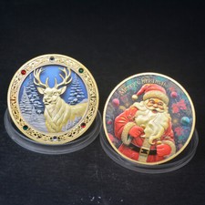 Medal Merry Christmas Commemorative Coin Santa Claus Reindeer Collectibles Coin