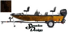 Boat Wrap Orange Hexagon Abstract Fishing Bass Fish Decal Kit Vinyl Graphic USA