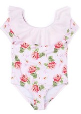 38 NWT BETSEY JOHNSON LITTLE GIRLS PINK ROSE BATHING SUIT SIZE 5- LA18