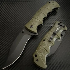 9”Green Military Tactical Combat Spring Assisted Open Blade Folding Pocket Knife