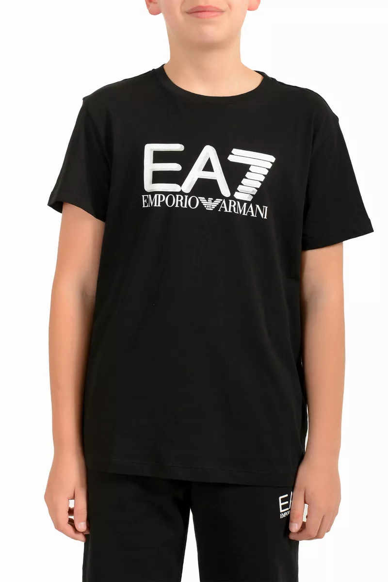 Emporio Armani EA7 Boys Black Short Sleeve Logo Print T Shirt eBay