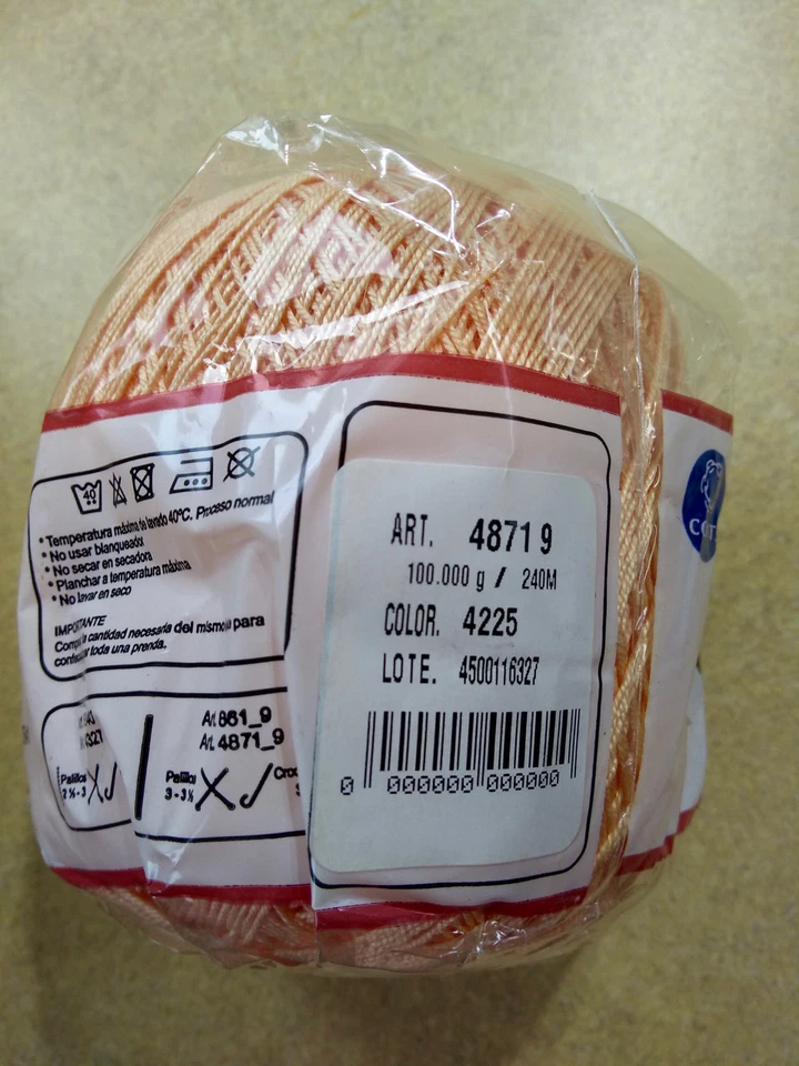 Coats Carmencita Cotton Yarn 100g/240m Color 4225 Made in Peru - Image 2 of 3