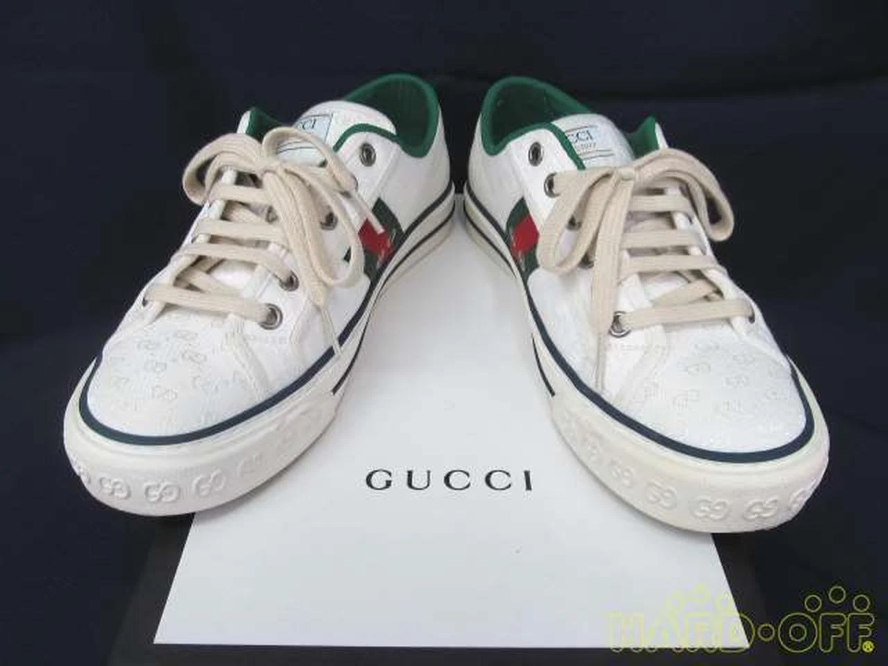 Chaussures Gucci femme 1977 baskets tennis blanc motif GG toile 37 fabriquées en Italie