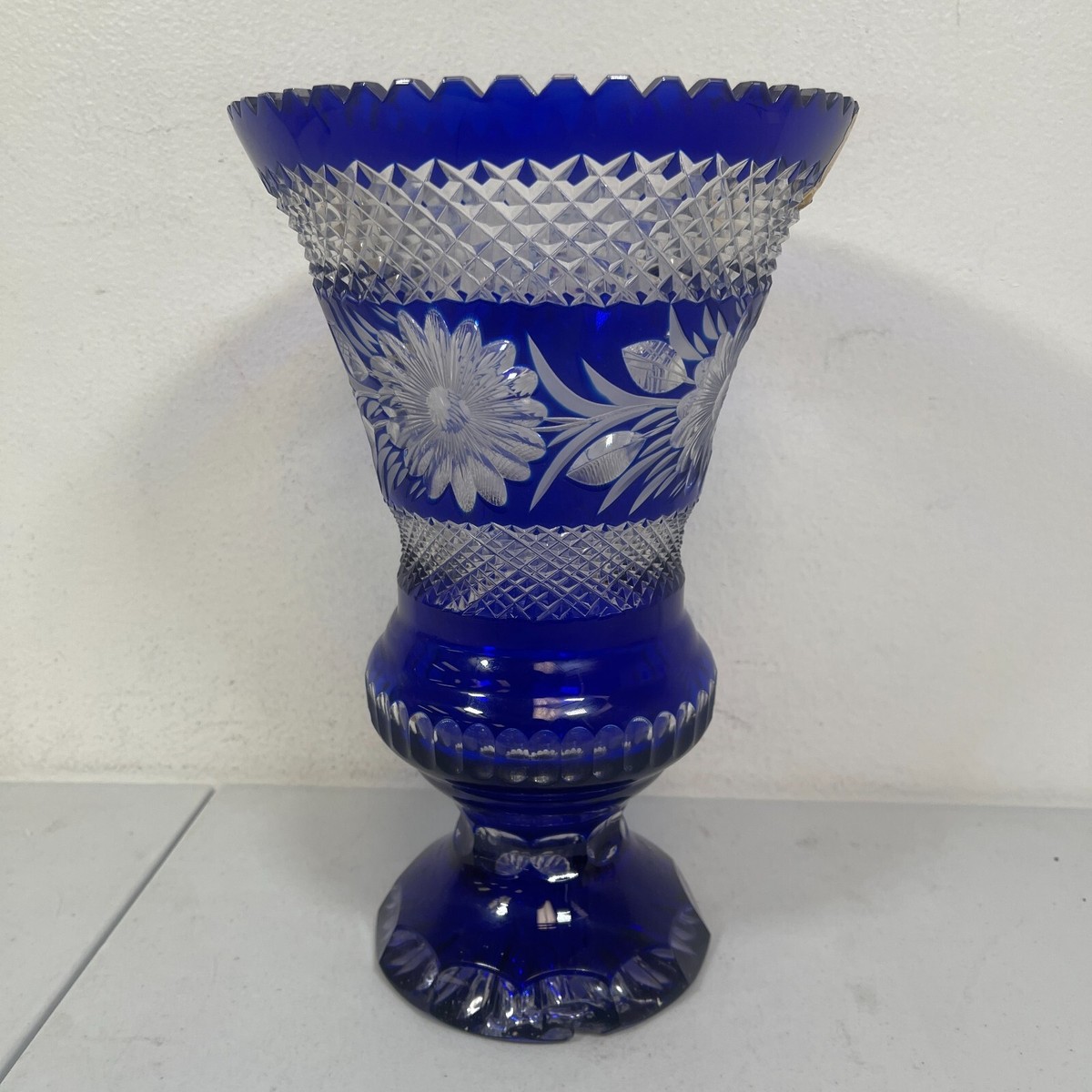 Vintage Worlds Finest Imperlux Genuine Handcut Lead Crystal Blue