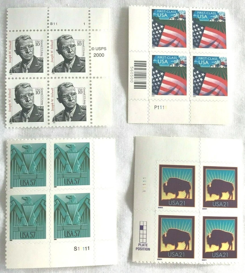 20 UNITED STATES DEFINITIVE PLATE BLOCKS OF 4 STAMPS MNH - Image 3 of 4