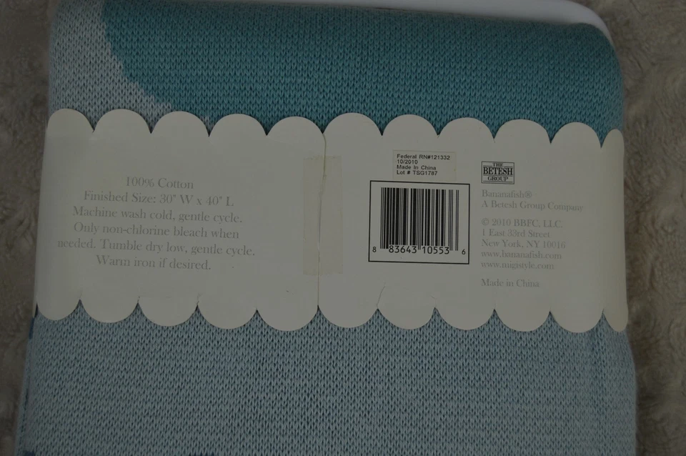 MiGi Little Whale Knit Baby Blanket Blue Green Security Lovey - Image 4 of 4