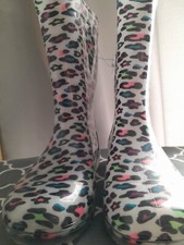 GIRL'S KIDS CAPELLI NEW YORK PRINTED RAIN BOOTS MULTI POP LEOPARD SIZE 2 New
