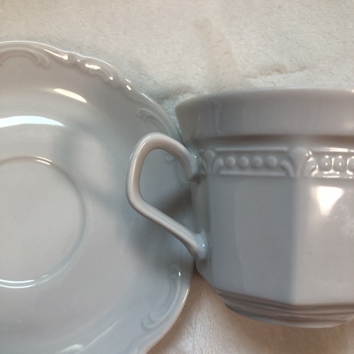 Mitterteich Bavarian Teacup And Saucer West Germany White Tonal 1 Cup 1 Saucer - Picture 6 of 6