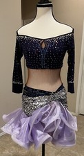 One-Of-A-Kind 2-Piece purple Latin Ballroom Dress Small Pre-owned