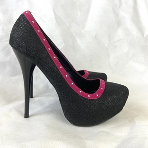 black sparkly court shoes