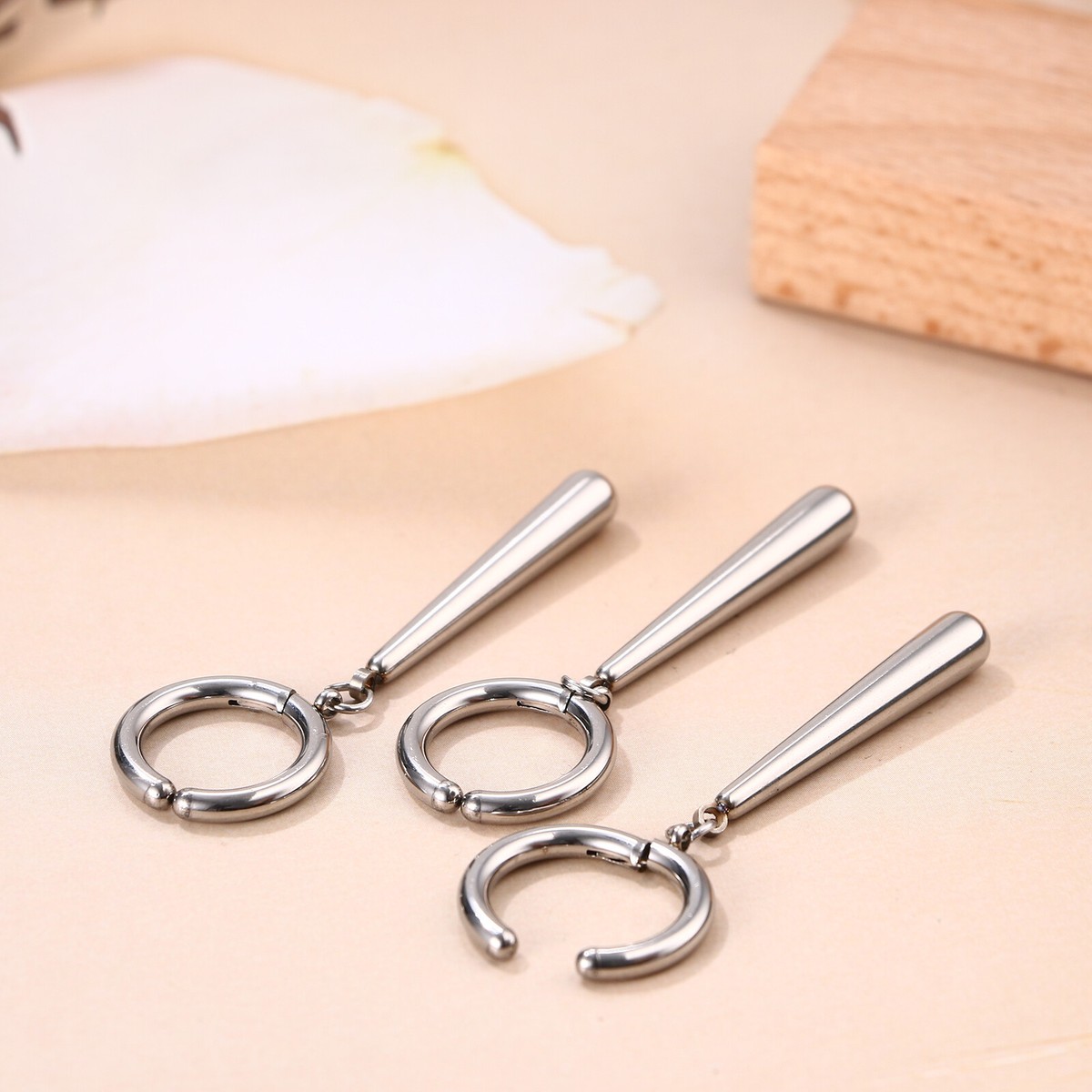 3pcs Zoro Cosplay Earrings Men Dangle Hoop Stainless Steel Non