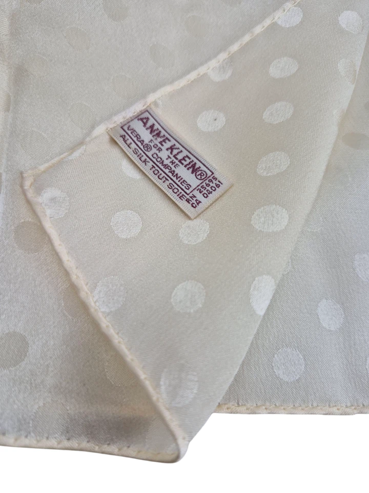 Juego de 3 bufandas de seda Anne Klein lunares verde liso mostaza beige 10/10" Foto 2 de 4