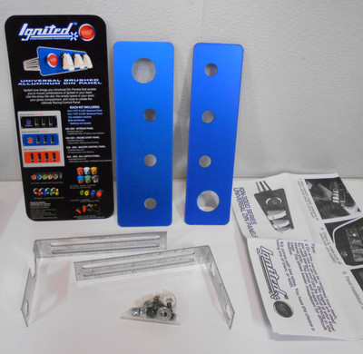 Ignited Universal Brushed Aluminum Nitrous Din Panel Switch Plate Bracket BLUE