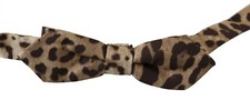 DOLCE & GABBANA Bow Tie Men Brown Leopard Silk Adjustable Neck Papillon RRP $200