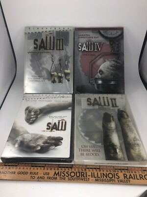 Jigsaw Halloween Movies Saw 1 2 3 4 DVD Lot NEW-Sealed Lot