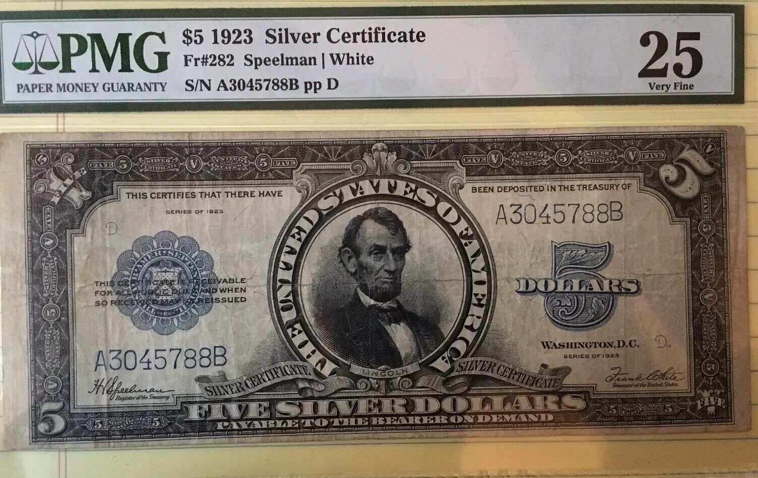 1923 $5 Silver Certificate Porthole Graded Popular product by as Fr #2 Max 65% OFF 25 VF PMG