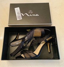 Nina Black Evening Sandals Mesh Inserts NEW Size 9.5