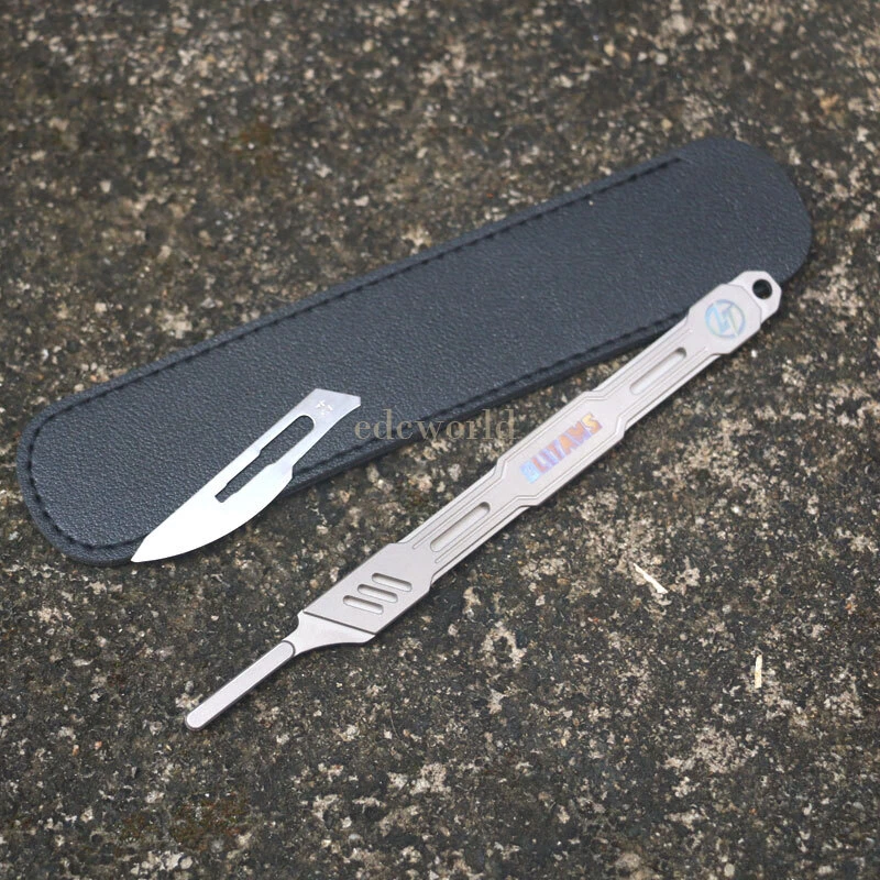 Manija fija bisturí aleación titanio n.º Cuchillo EDC para tallar diario de 4 papeles Foto 4 de 4