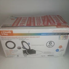 Cloudy Bay 4” 5 Color Ultra Thin LED Recessed Light CR190 Vivid LED- 6 Pack, 