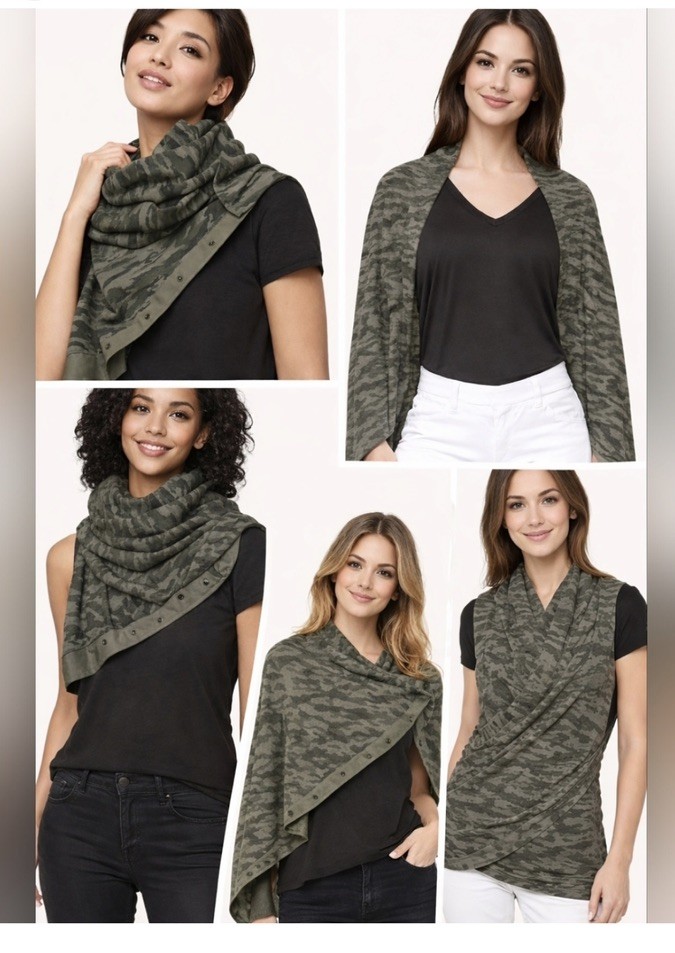 Lululemon Evergreen Green Camo Cotton Vinyasa Snap Scarf RARE