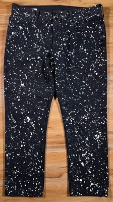 Off White Virgil Abloh ''Seasonal'' Black Paint Splatter Diagonal Jeans 34x27