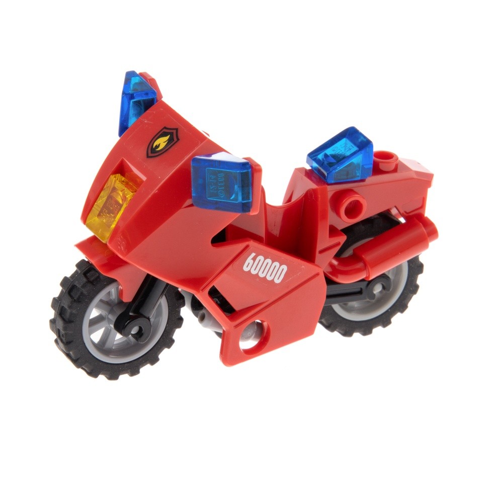 1X Lego Motorcycle City Red Gray Sticker Fire Department Logo Stand 52035C02PB09