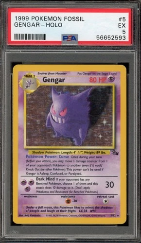 Pokemon Gengar Fossil Unlimited Holo Rare #5 PSA 5