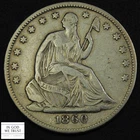 1860 O Seated Liberty Silver Half Dollar 50C - Cleaned