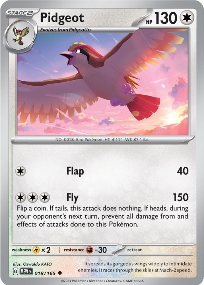 Pidgeot MEW 018/165 Pokémon SV: Scarlet & Violet 151 Uncommon EN NM