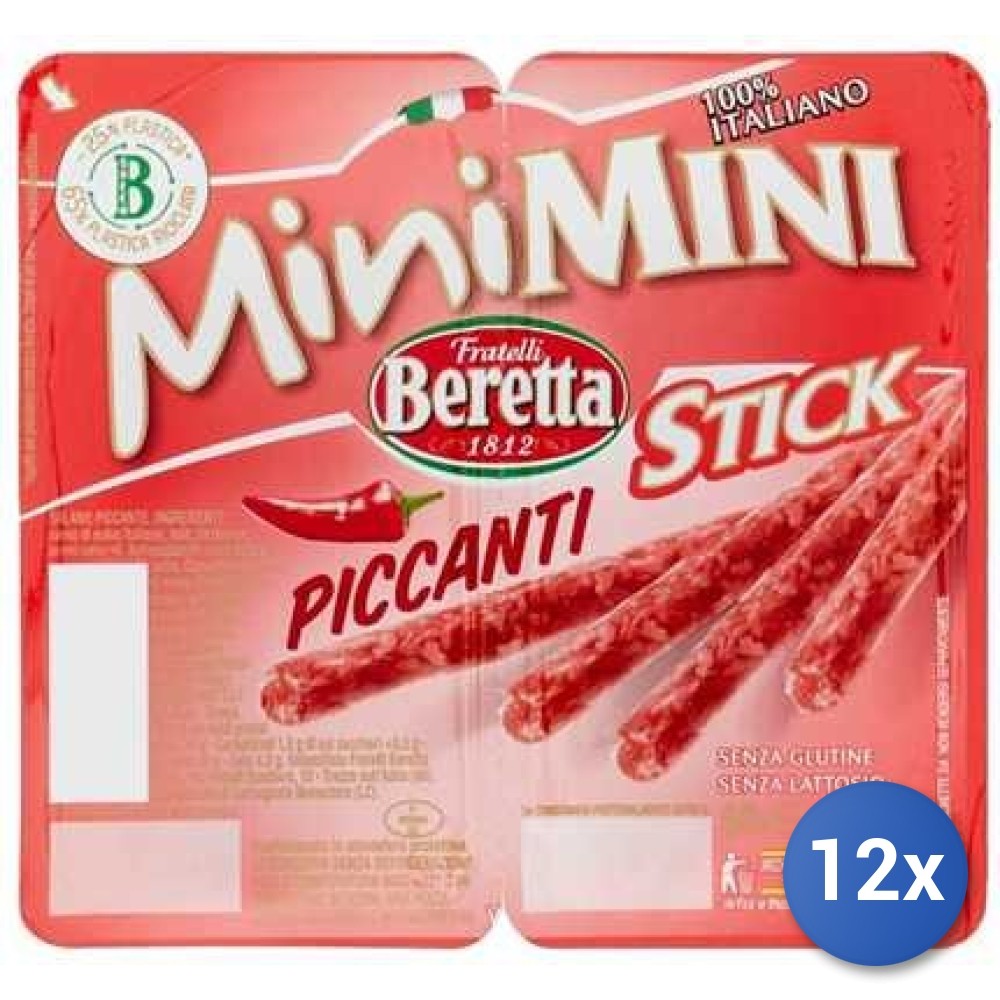 12X Multipack Beretta Salamini Spicy Stick Gr60 -No Refrigeration