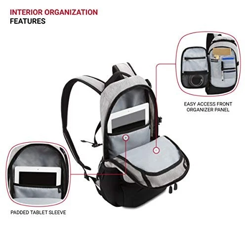 SWISSGEAR 3598 BACKPACK NARROW, 18-INCH -LIGHT GRAY HEATHER - Image 4 of 4