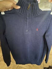 Polo Ralph Lauren Boys M 10-12 Navy Blue Zip Neck Sweater