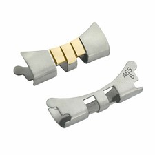 2 - 17MM END PIECE LINK FOR 31MM ROLEX JUBILEE WATCH BAND14K/SS REAL GOLD 68273