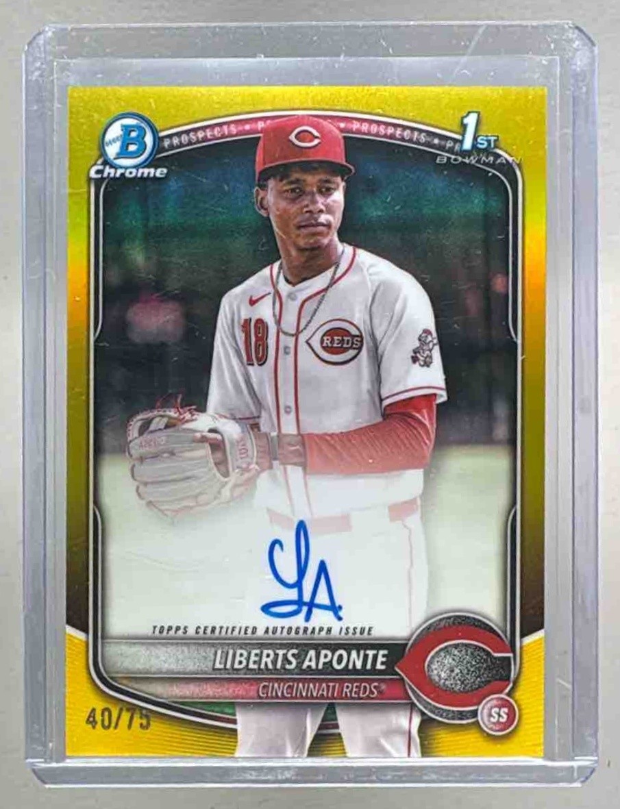 Liberts Aponte 2025 Bowman Chrome #CPA-LA Yellow Refractor Auto 1st RC /75