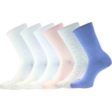 K BELL Modal Roll Top Socks Womens 6 pairs Solid Colors Blue White Pink Grey NWT