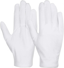 12 Pairs White Cotton Gloves for Dry Hands Eczema SPA Moisturizing, Work Glove L