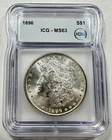 1896 $1 Morgan Dollar ICG MS63 90% Silver PHILADELPHIA US Coin - BETTER DATE!