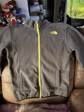 The North Face Large 14-16 Boys Long Sleeve Zip Up Fleece Jacket Gray/Green