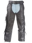 New Black Genuine Unisex Leather Lined Chaps Motorcycle Riding Bikers W/ Fringes