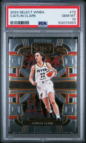 CAITLIN CLARK - 2024 PANINI SELECT WNBA - BASE #72 - ROOKIE RC PSA 10 7A
